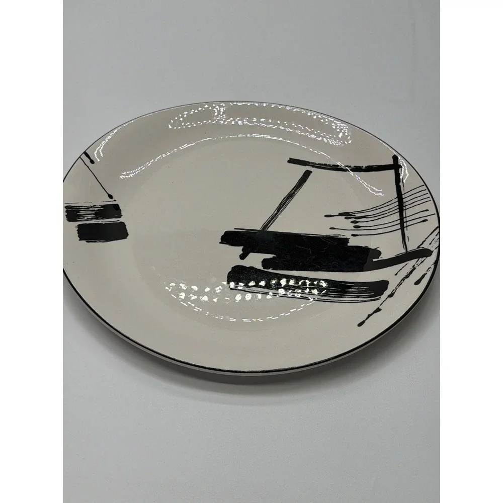 Sango Larry‎ Laslo Calligraphy Dinnerware Set 1986 Vintage Black White 12 Piece